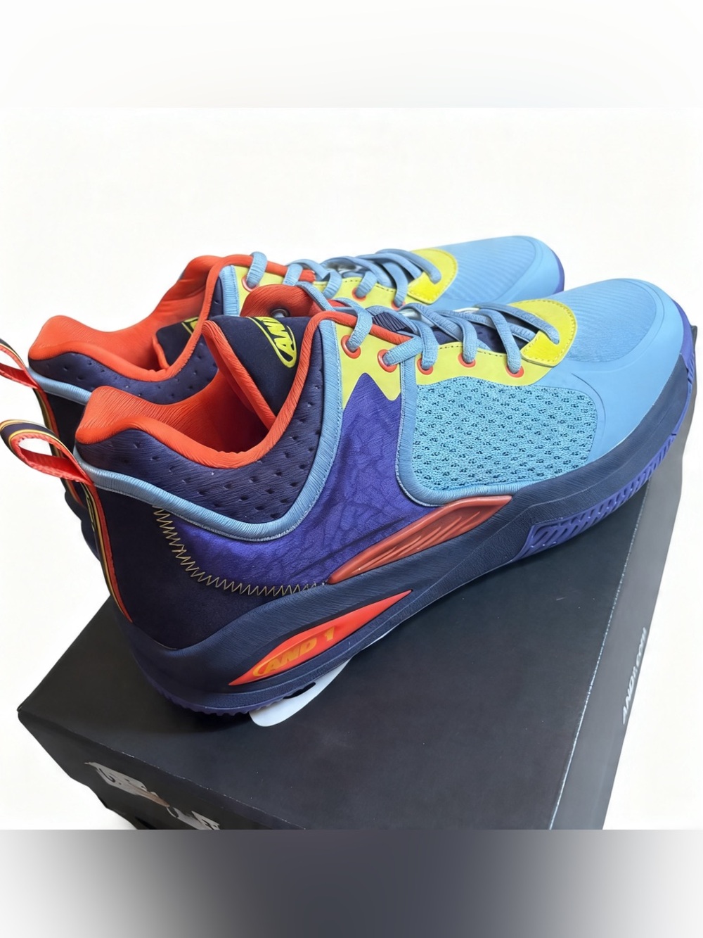 AND1 Delta TPR Basketball Shoes Men’s 10.5 Blue Purple Yellow NIB - Picture 3 of 6